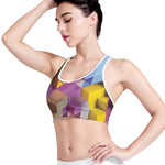 Pastel Geometric Cubic Print Women's Sports Bra