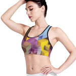 Pastel Geometric Cubic Print Women's Sports Bra
