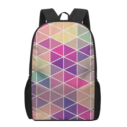Pastel Geometric Shape Pattern Print 17 Inch Backpack