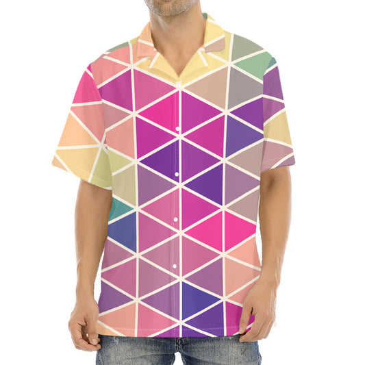 Pastel Geometric Shape Pattern Print Aloha Shirt
