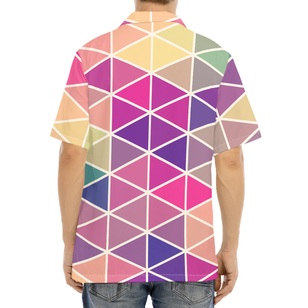 Pastel Geometric Shape Pattern Print Aloha Shirt