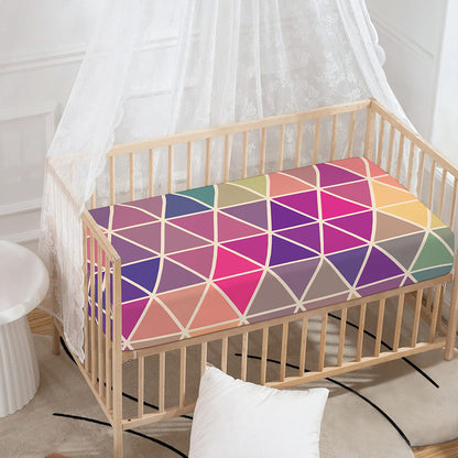 Pastel Geometric Shape Pattern Print Baby Crib Sheet