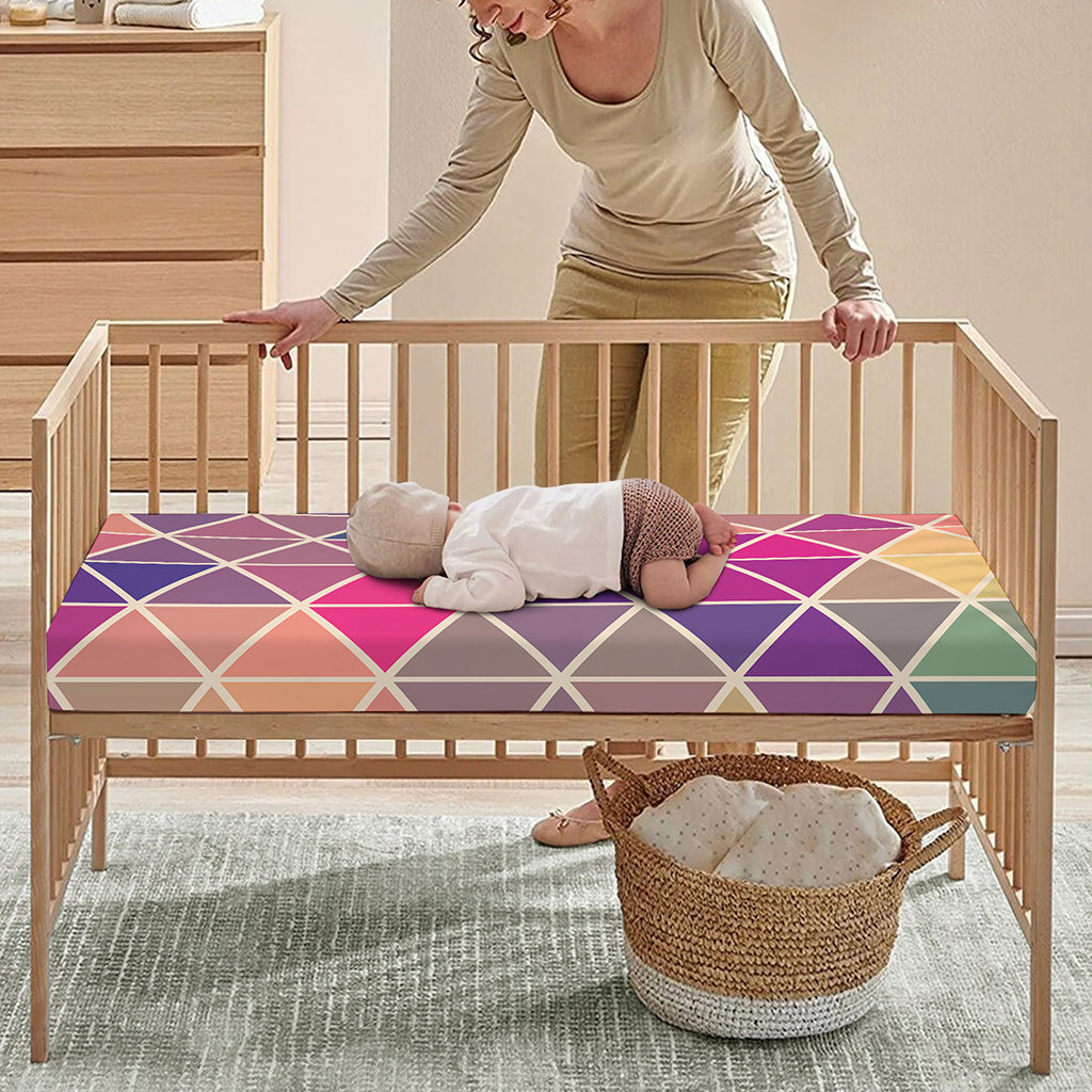 Pastel Geometric Shape Pattern Print Baby Crib Sheet