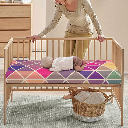Pastel Geometric Shape Pattern Print Baby Crib Sheet