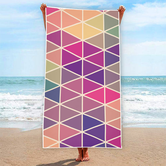 Pastel Geometric Shape Pattern Print Beach Towel