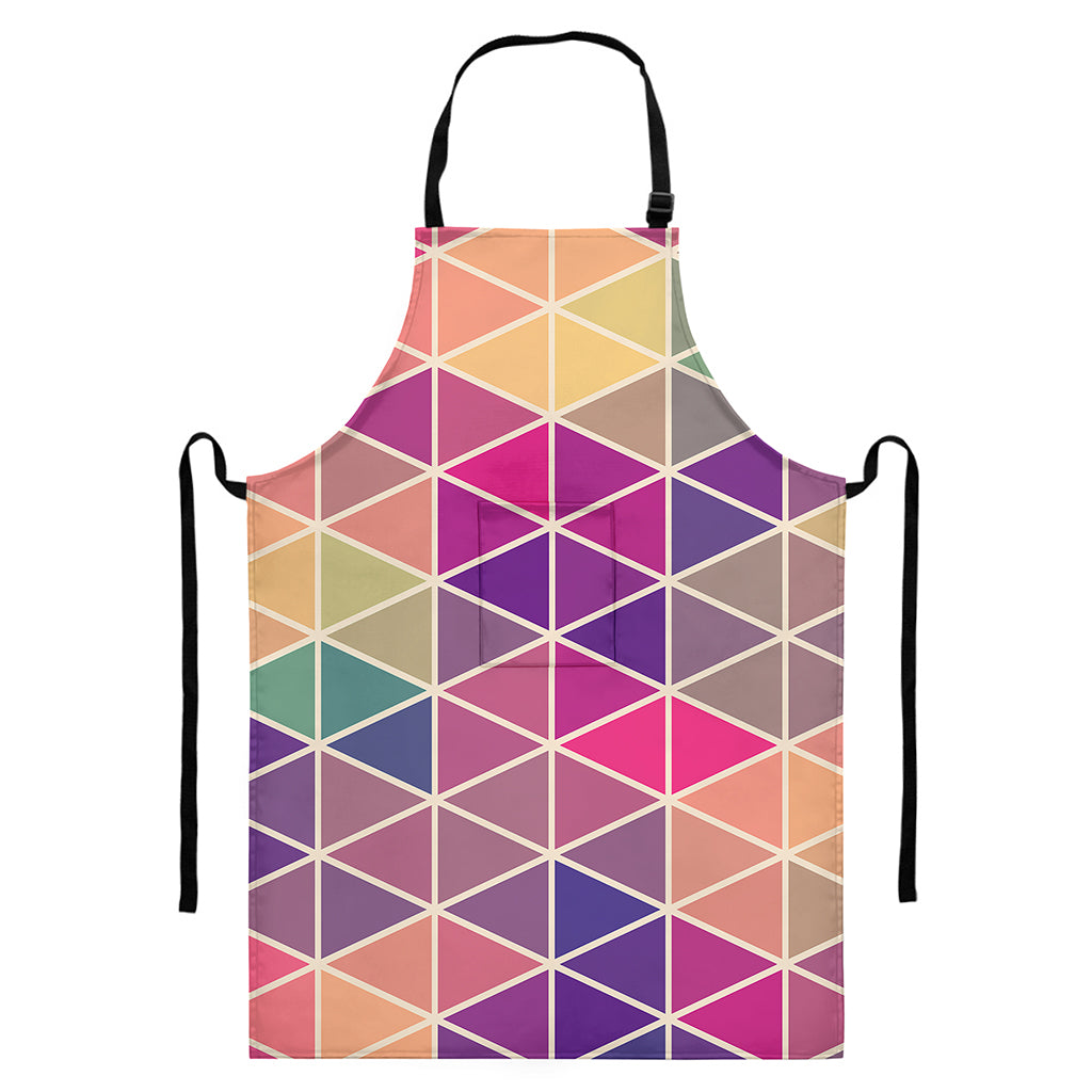 Pastel Geometric Shape Pattern Print Bib Apron With Pocket