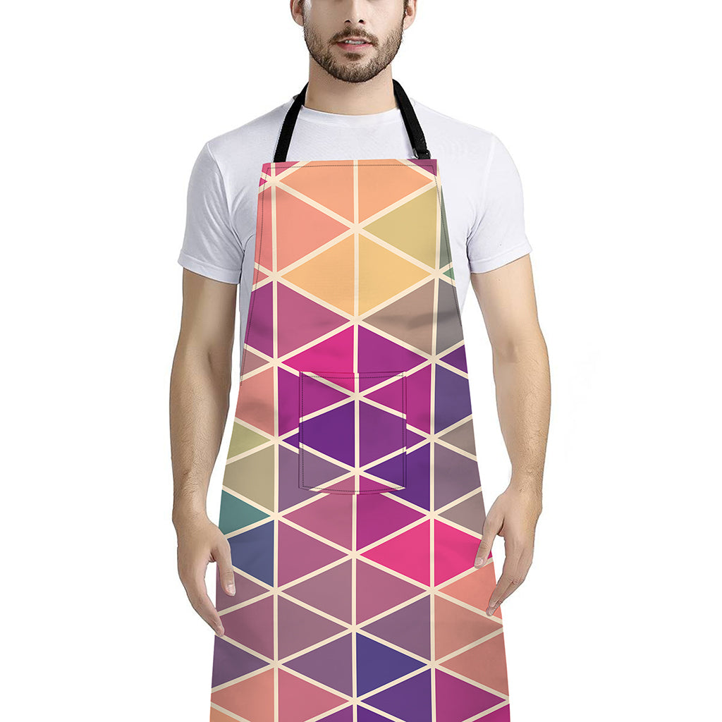 Pastel Geometric Shape Pattern Print Bib Apron With Pocket