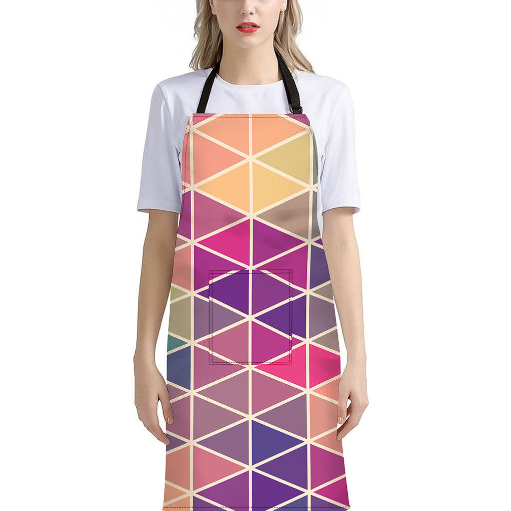 Pastel Geometric Shape Pattern Print Bib Apron With Pocket