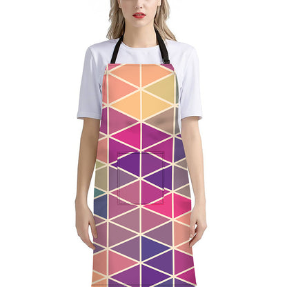 Pastel Geometric Shape Pattern Print Bib Apron With Pocket