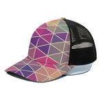 Pastel Geometric Shape Pattern Print Black Mesh Trucker Cap