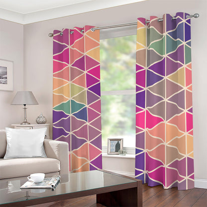 Pastel Geometric Shape Pattern Print Blackout Grommet Curtains