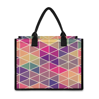 Pastel Geometric Shape Pattern Print Canvas Tote Bag