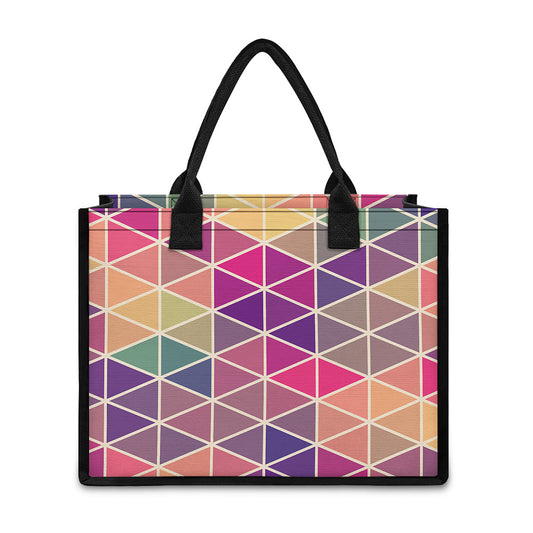 Pastel Geometric Shape Pattern Print Canvas Tote Bag