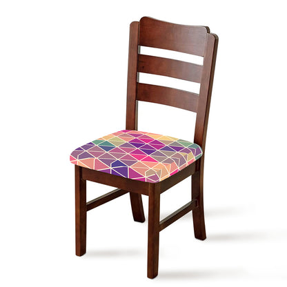 Pastel Geometric Shape Pattern Print Chair Cushion Cover