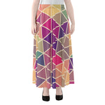 Pastel Geometric Shape Pattern Print Chiffon Maxi Skirt