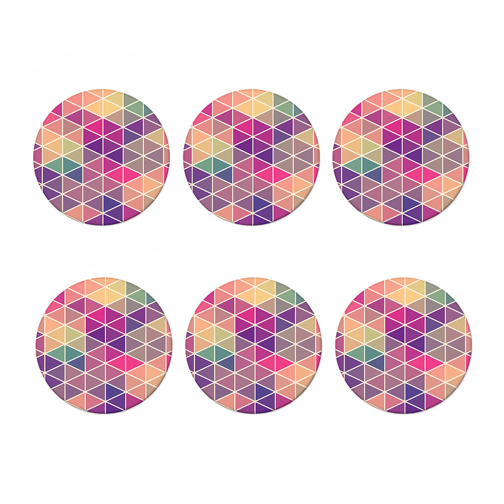Pastel Geometric Shape Pattern Print Coaster Set