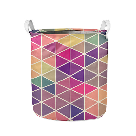 Pastel Geometric Shape Pattern Print Collapsible Laundry Basket
