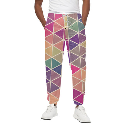 Pastel Geometric Shape Pattern Print Cotton Pants