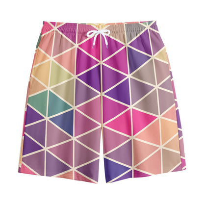 Pastel Geometric Shape Pattern Print Cotton Shorts