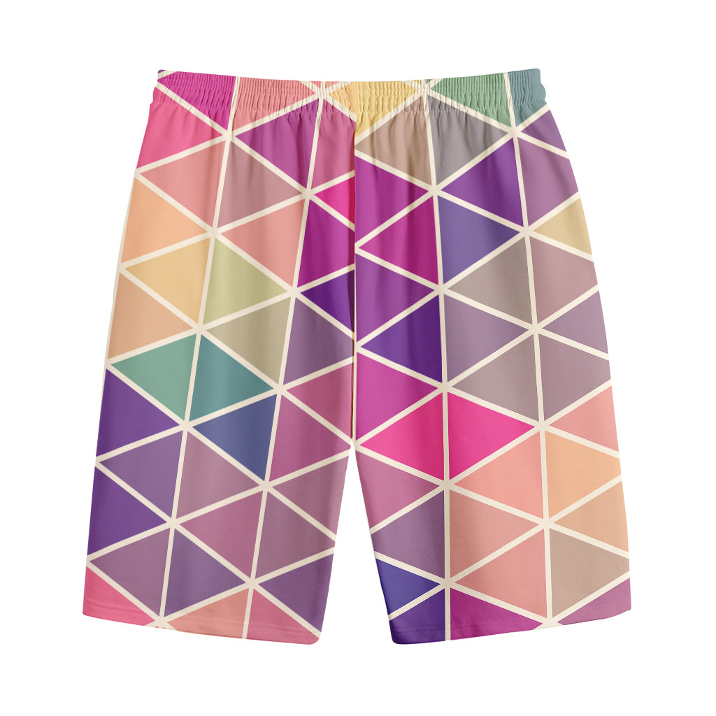 Pastel Geometric Shape Pattern Print Cotton Shorts