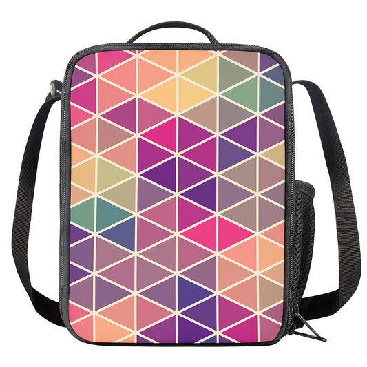 Pastel Geometric Shape Pattern Print Crossbody Lunch Bag