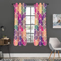 Pastel Geometric Shape Pattern Print Grommet Curtain Panels