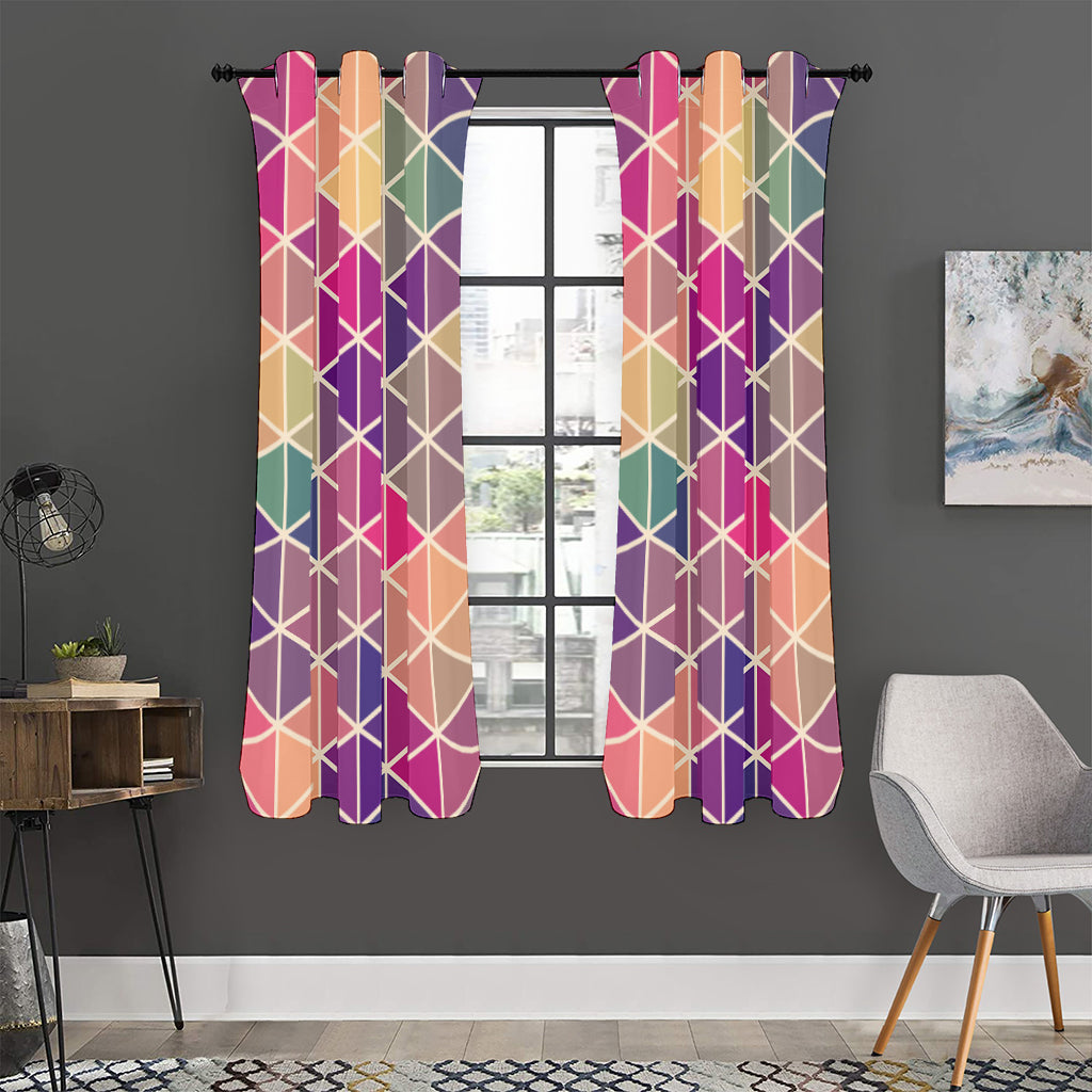 Pastel Geometric Shape Pattern Print Curtain