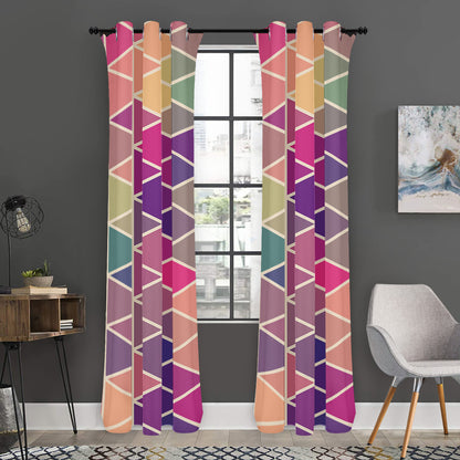 Pastel Geometric Shape Pattern Print Curtain