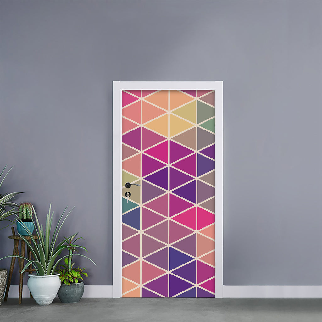 Pastel Geometric Shape Pattern Print Door Sticker