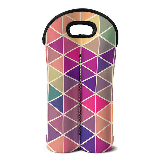 Pastel Geometric Shape Pattern Print Double Neoprene Wine Tote