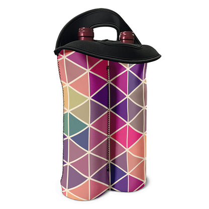 Pastel Geometric Shape Pattern Print Double Neoprene Wine Tote