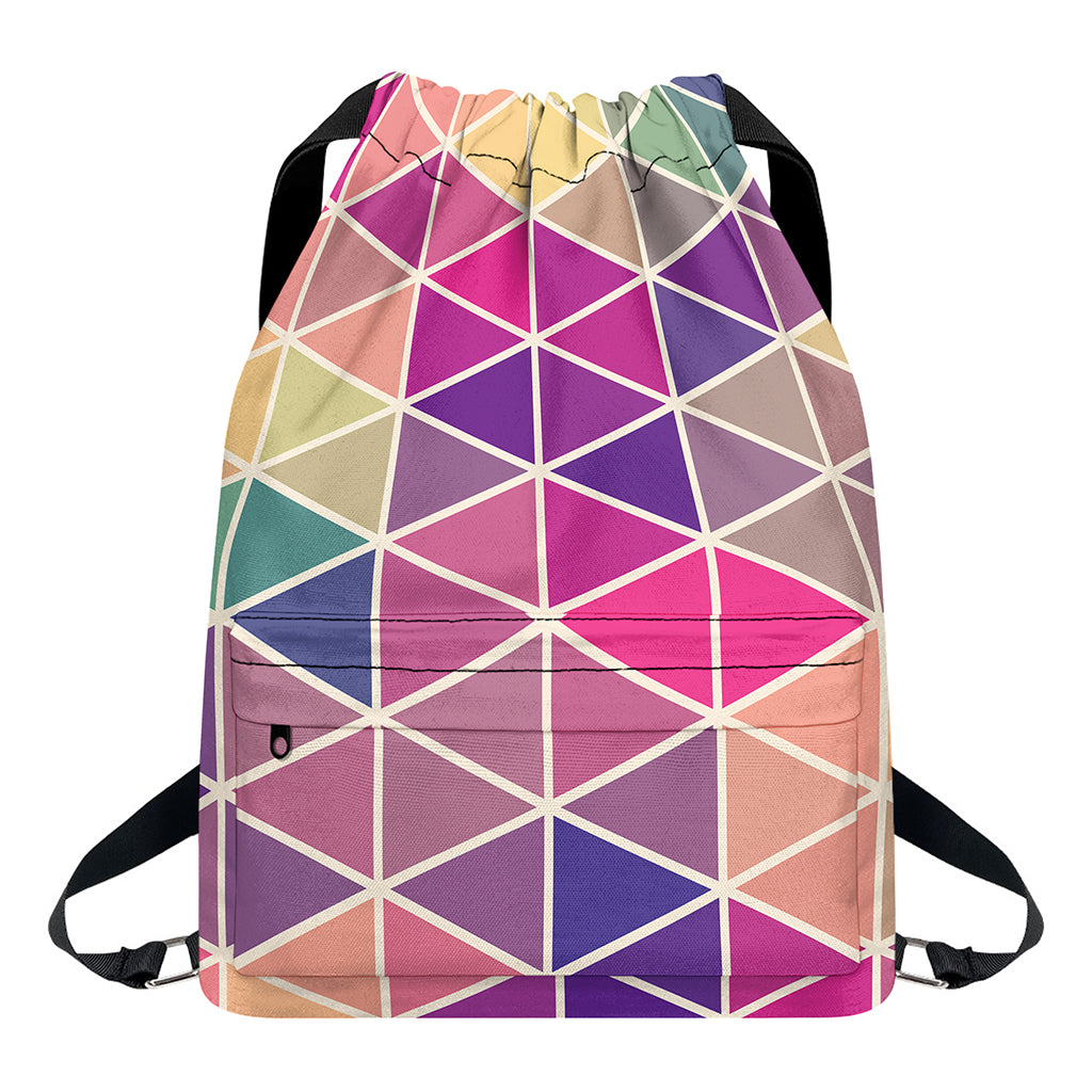 Pastel Geometric Shape Pattern Print Drawstring Backpack