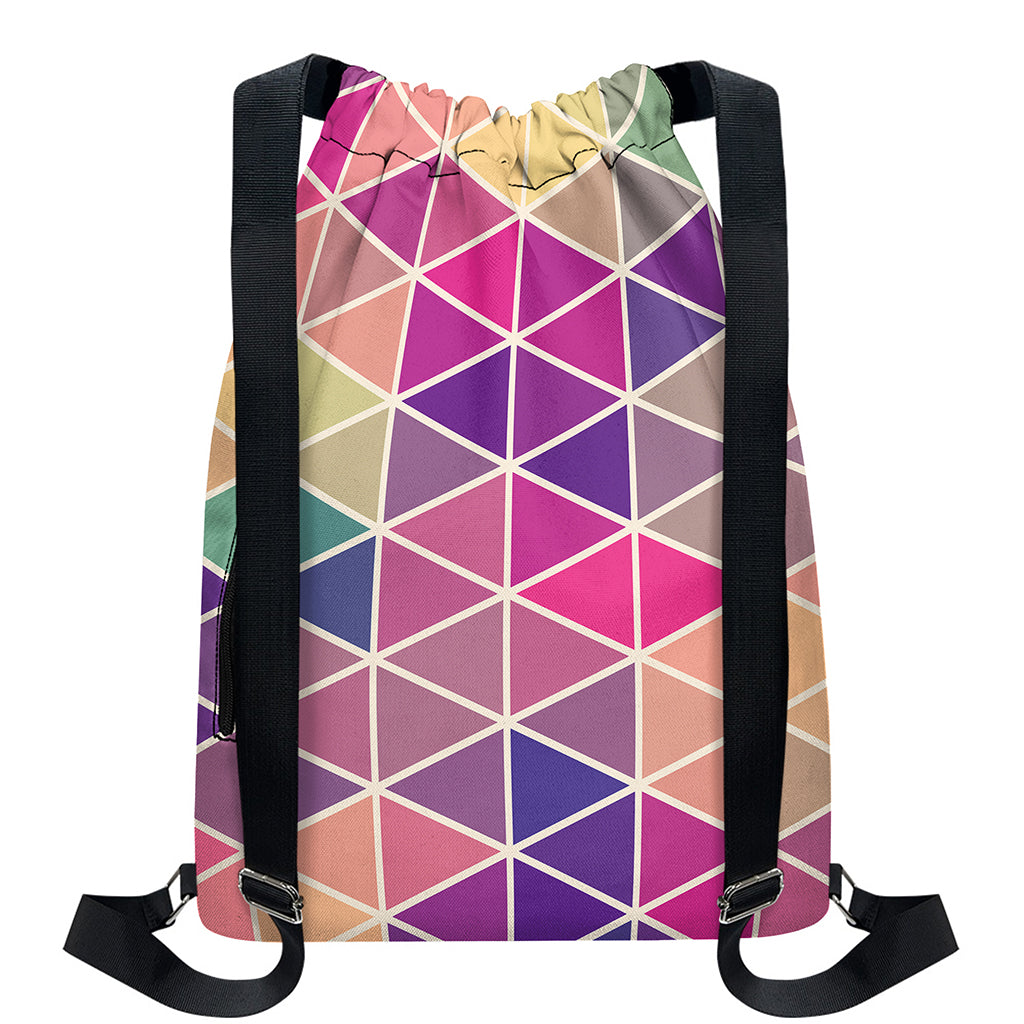 Pastel Geometric Shape Pattern Print Drawstring Backpack
