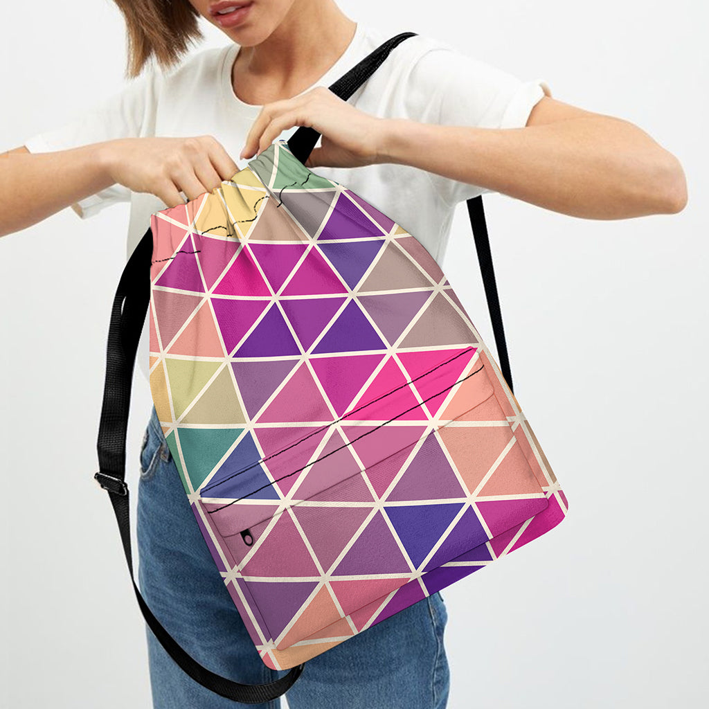 Pastel Geometric Shape Pattern Print Drawstring Backpack