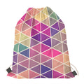 Pastel Geometric Shape Pattern Print Drawstring Bag
