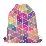 Pastel Geometric Shape Pattern Print Drawstring Bag