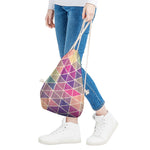 Pastel Geometric Shape Pattern Print Drawstring Bag