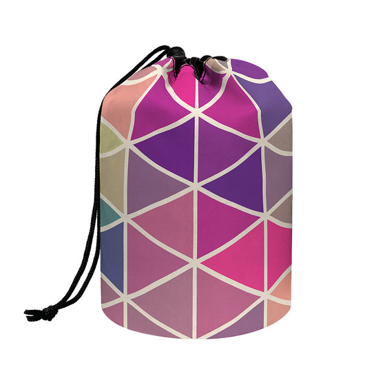 Pastel Geometric Shape Pattern Print Drawstring Makeup Bag