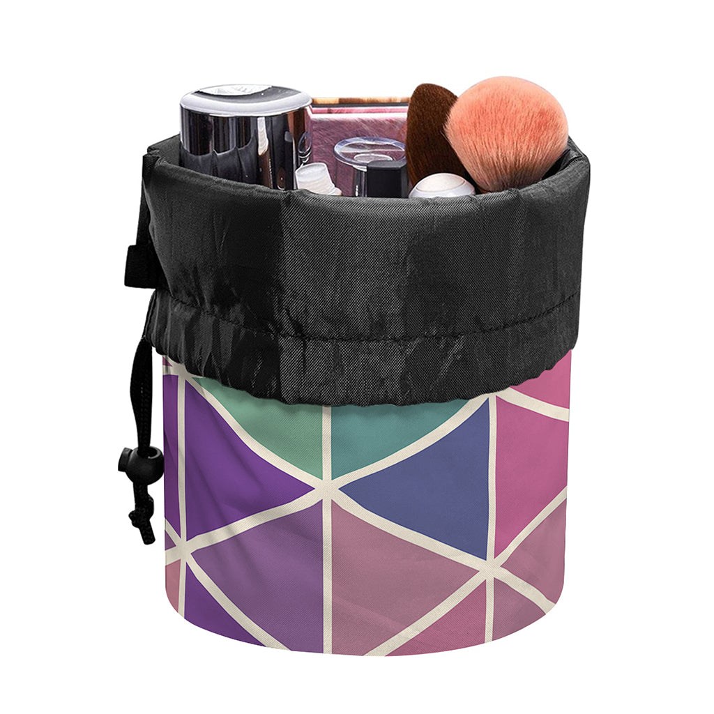 Pastel Geometric Shape Pattern Print Drawstring Makeup Bag