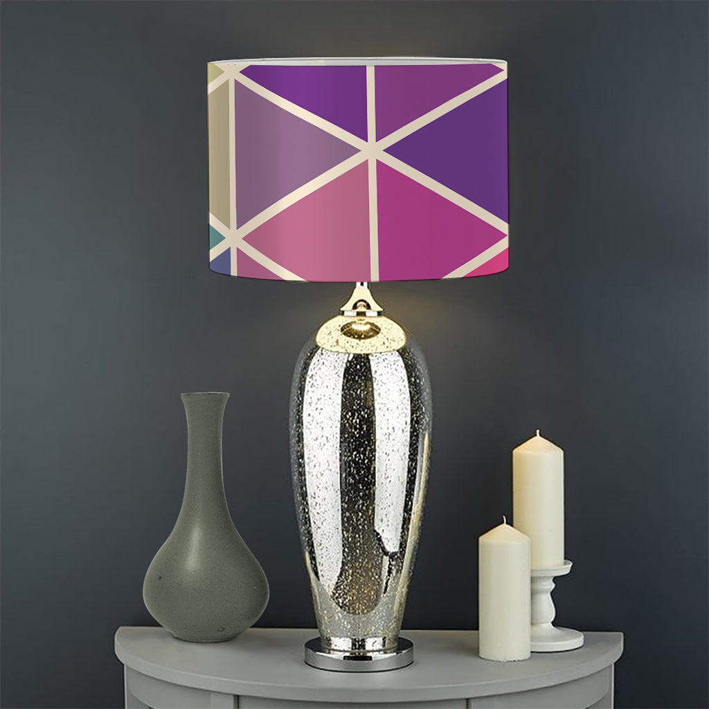 Pastel Geometric Shape Pattern Print Drum Lamp Shade