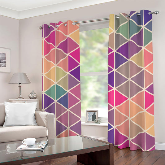 Pastel Geometric Shape Pattern Print Extra Wide Grommet Curtains
