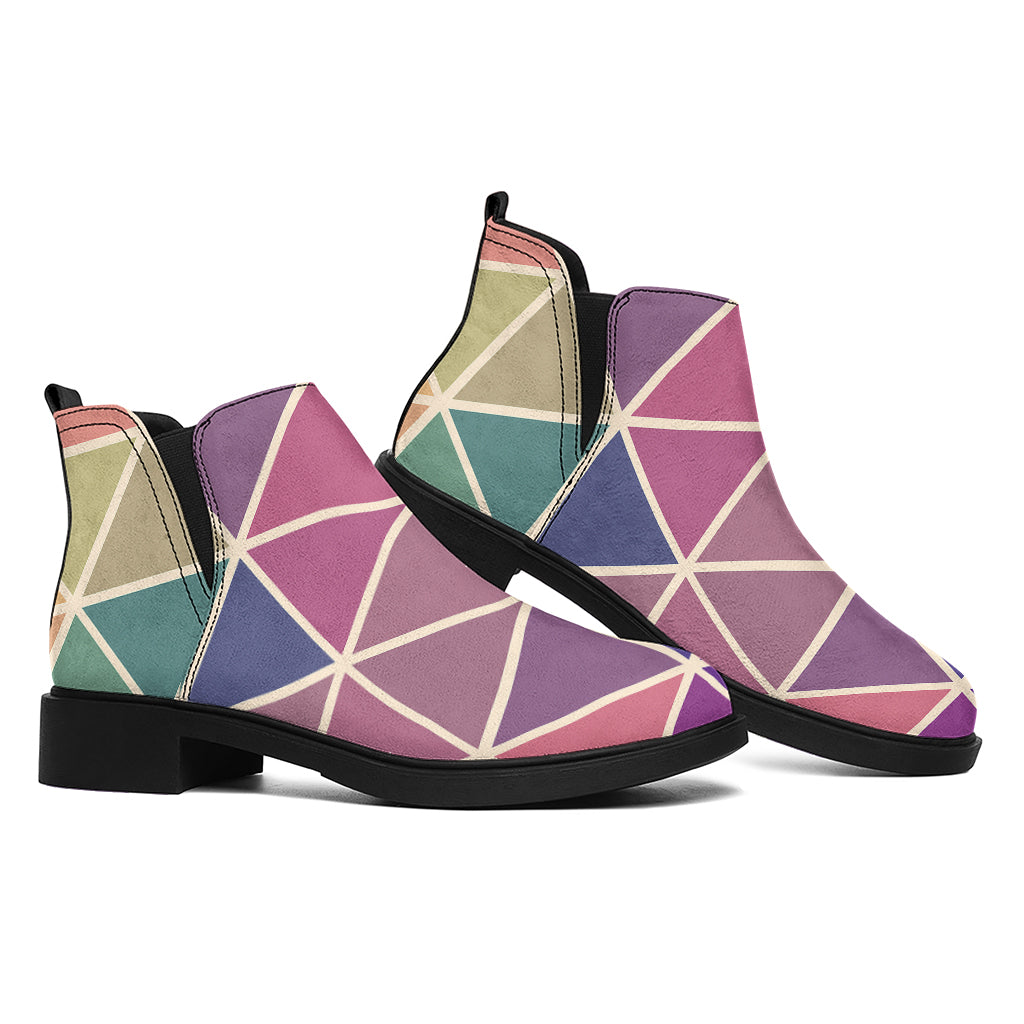Pastel Geometric Shape Pattern Print Flat Ankle Boots
