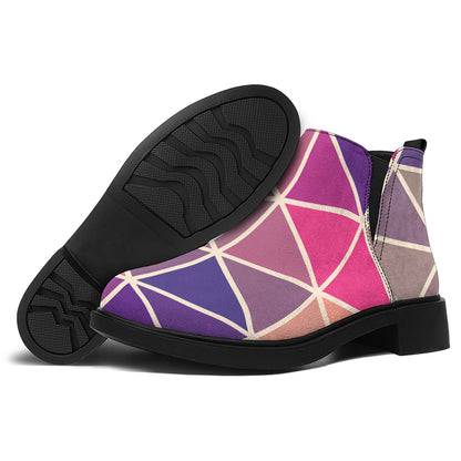 Pastel Geometric Shape Pattern Print Flat Ankle Boots