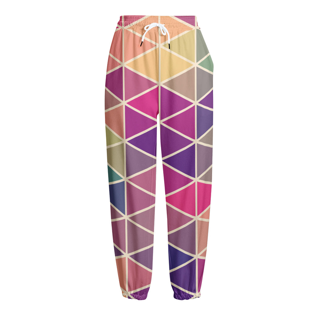 Pastel Geometric Shape Pattern Print Fleece Lined Knit Pants