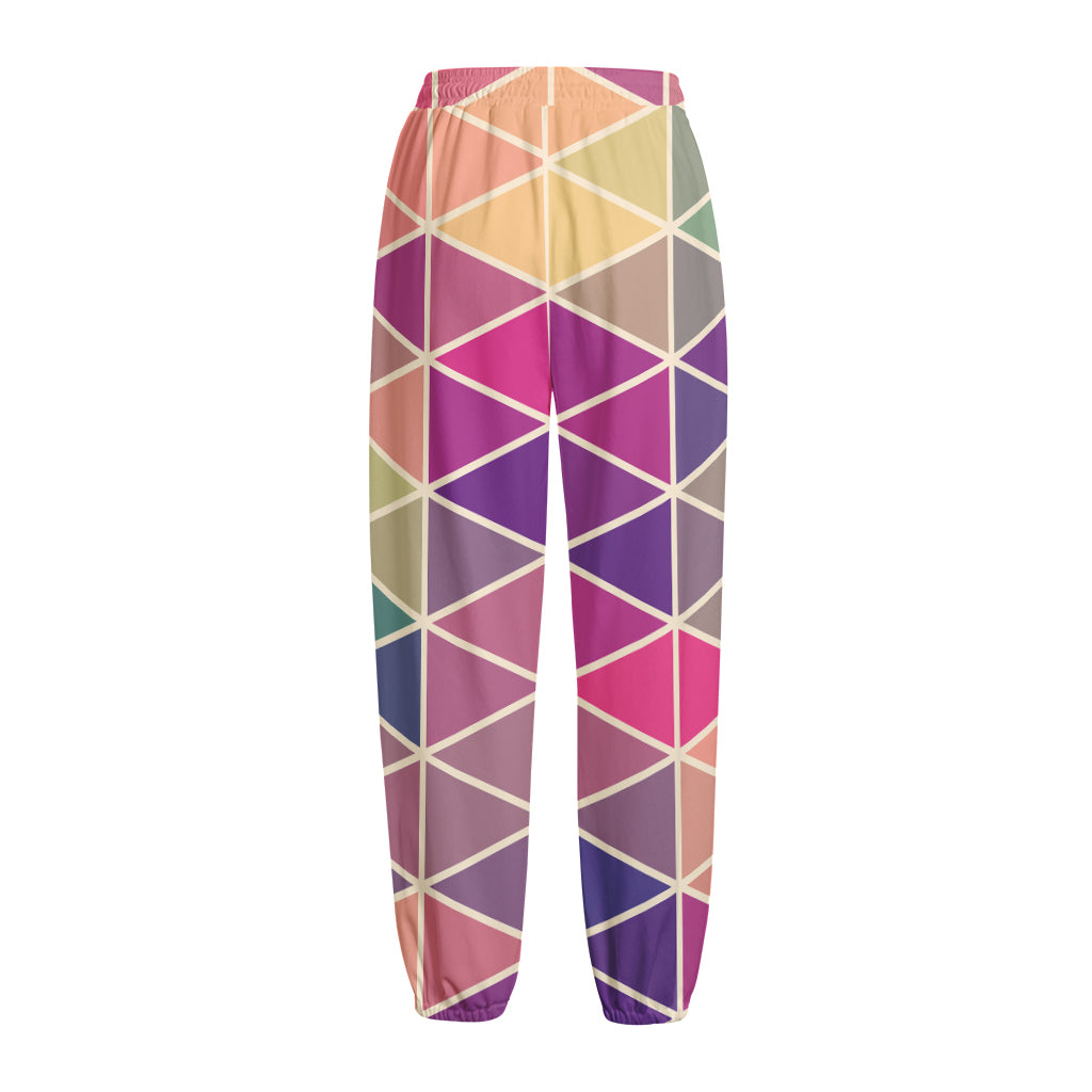 Pastel Geometric Shape Pattern Print Fleece Lined Knit Pants