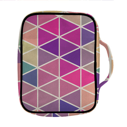 Pastel Geometric Shape Pattern Print Front Pocket Bible Bag