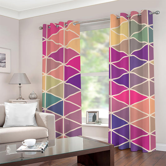 Pastel Geometric Shape Pattern Print Grommet Curtains