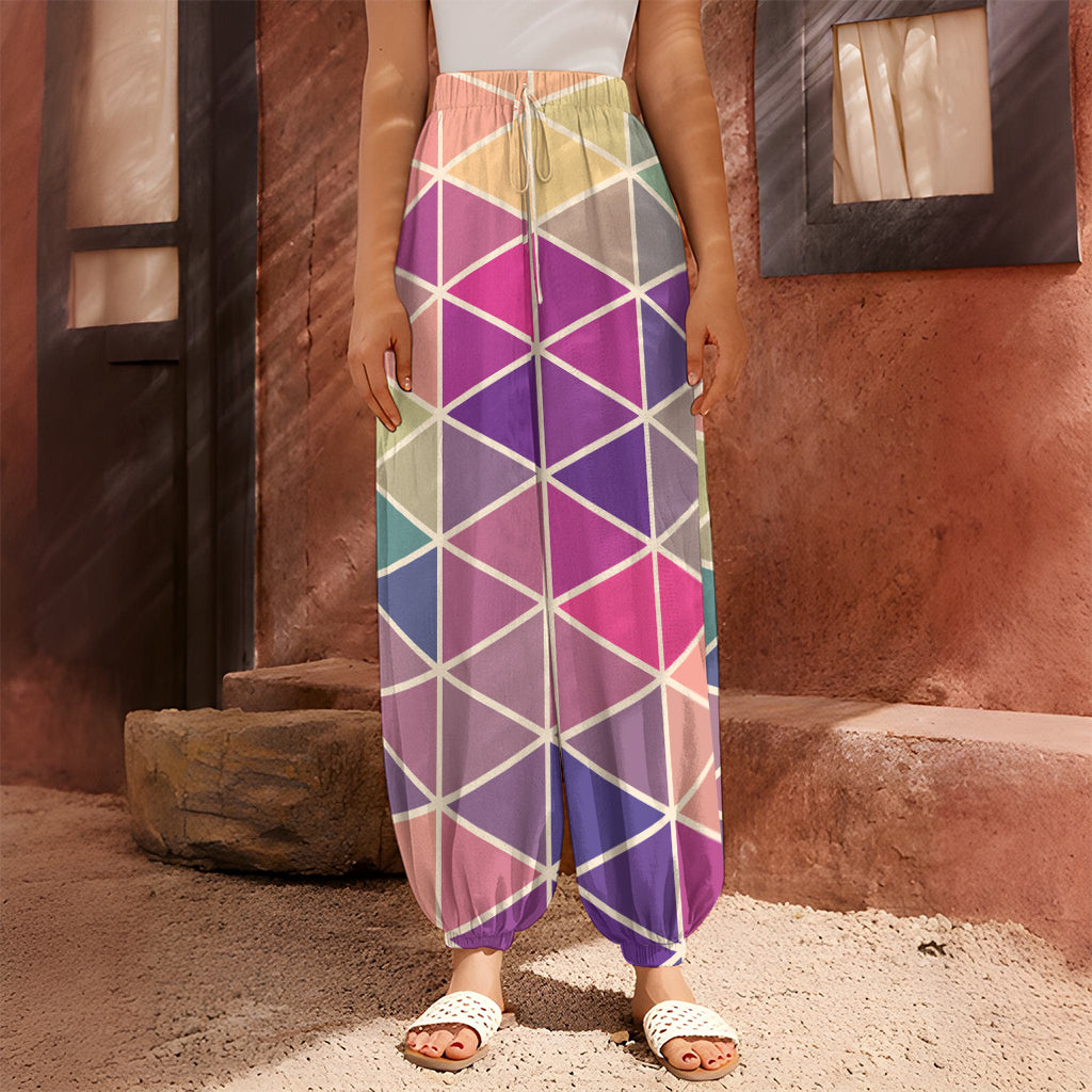Pastel Geometric Shape Pattern Print Harem Pants
