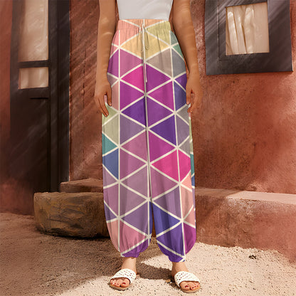 Pastel Geometric Shape Pattern Print Harem Pants