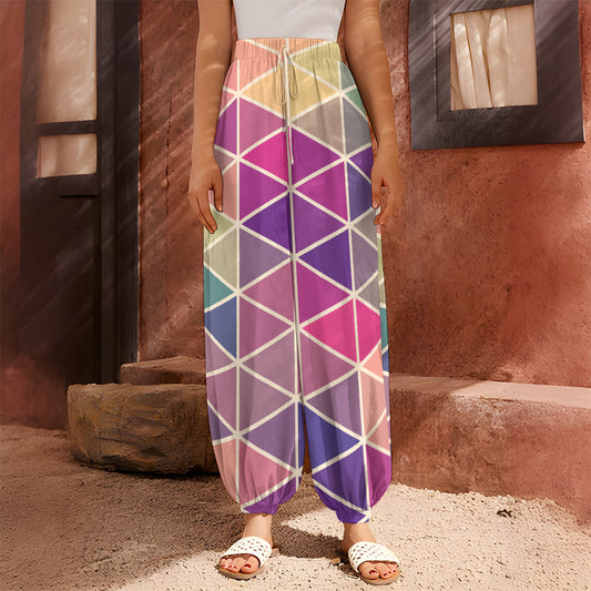 Pastel Geometric Shape Pattern Print Harem Pants